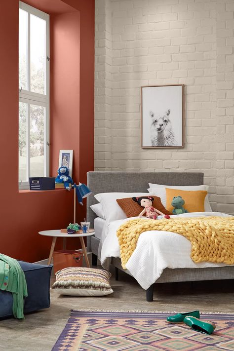 Brick Wall: Almond Wisp PPU5-12Side Wall: Kalahari Sunset MQ1-25 Behr Color Trends, Behr Colors, Greige Paint Colors, Greige Paint, Trending Paint Colors, Benjamin Moore Colors, Interior Paint Colors, Home Decor Color, Color Of The Year