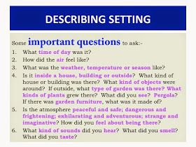 Describing A Place Writing, How To Describe A Setting, How To Describe Setting In Writing, Describe Setting, Show Dont Tell, Pre Writing Activities, Complex Sentences, Writing Inspiration Prompts, Simple Sentences