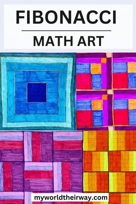 Fibonacci Art Project, Sequences Math, Fibonacci Sequence Art, Fraction Art, Sequence Art, Fibonacci Spiral Art, Math Stem Activities, Fibonacci Art, Math Art Projects