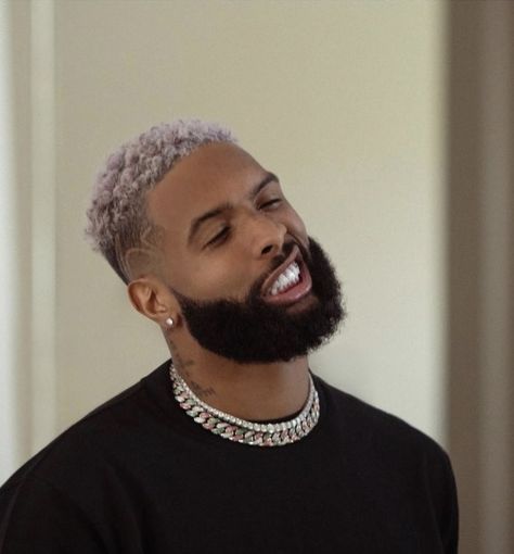 Odell Beckham Jr Hair, Black Men Hair Colour, Platinum Blonde Hair Men, Black Hair Cuts, Dyed Hair Men, Black Kings, Ear Tattoo Ideas, Grey Hair Men, Men Haircut Curly Hair