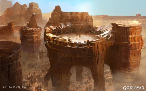 one of the dusty arenas in which Angron learnt his craft. Desert Market Concept Art, Desert Ruins Fantasy Art, Desert Village Fantasy Art, Dnd Desert City, Fantasy Desert Village, Desert City Concept Art, Desert City Fantasy Art, Desert Fantasy Art, Desert Market