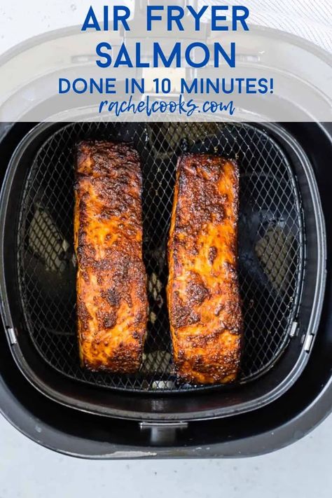 Don't wait to try air fryer salmon! Lightly crisp on the outside, tender and juicy on the inside, you love this easy cooking method. Perfect salmon in just 10 minutes. Honey Dijon Salmon, Salmon In Air Fryer, Air Fryer Seafood, Air Fryer Recipes Salmon, Dijon Salmon, Air Fryer Fish Recipes, Quick Salmon, Cook Salmon, Air Fryer Salmon