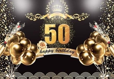 50th Golden Birthday, Birthday Backdrop Design, Birthday Tarpaulin Design, Banner For Party, 50th Birthday Banner, Gold Happy Birthday, Happy Birthday Backdrop, Rose Gold Accessories, 50th Birthday Decorations