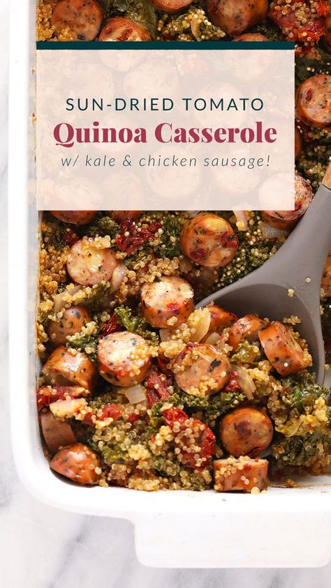 Quinoa Recipes Dinner Chicken, Chicken Sausage Dinner Ideas, Chicken Sausage Recipes Healthy, Sausage Quinoa, Healthy Sausage Recipes, Quinoa Casserole Recipes, Chicken Sausage Recipes, Quinoa Casserole, Baby Dinner