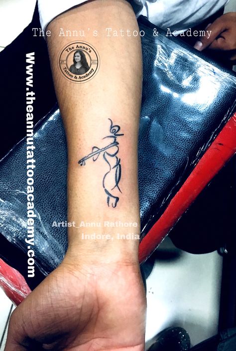 Lord Krishna tattoo design..!! #lord #blackandwhite #lordkrishna tattoo #krishnatattoo #annu #annu_rathore #annu_rathore😊😊 #annurathore #annuart #annuartist #annuindore #annutattoo #annuwork #indoretattoostudio #indoregirl At The Annu’s Tattoos & Academy  ADD- LG-32, One Center, Opp. 56 Dukan,New Palasia, Indore, Madhya Pradesh 452001 Annu_Rathore  8982418566 Krishna Tattoo Design For Men Small, Lord Krishna Tattoo Design For Men, Krishna Tattoo Small For Women, Krishna Tattoo Design For Men, Lord Krishna Tattoo Design, Lord Krishna Tattoo Small, Krishna Tattoo Small, Krishna Tattoo Design, Flute Tattoo