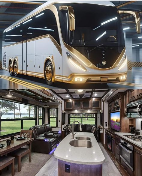 Big Family Car, Luxury Rv Living, Luxury Campers, Motorhome Interior, Concept Vehicles Sci Fi, Rv Motorhomes, Luxury Motorhomes, Cruiser Boat, Luxury Van