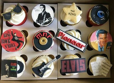 Elvis Presley Cupcakes, Elvis Cupcakes, Elvis Birthday Party, Elvis Party, Elvis Cake, Elvis Cakes, Elvis Birthday, 19th Bday, Toddler Birthday Party