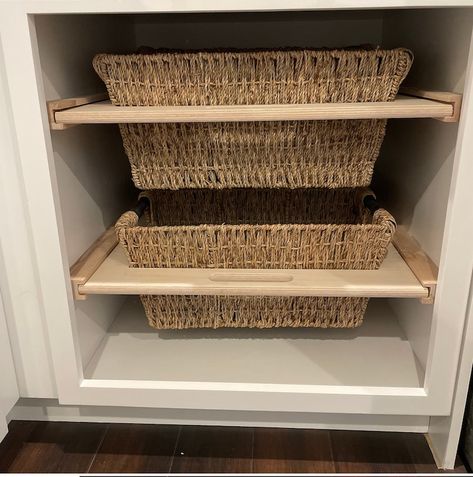 2 Pull Outs With 1 Basket in Each or Choose 1 Pull Out With 2baskets, With Rails and Plywood Frame. Custom Sizes Welcome, MD AMZ - Etsy Canada Basket Drawers Kitchen, Pantry Renovation, Basket Drawers, Built In Cabinet, Kitchen Baskets, Kitchen Pantry Design, Laundry Closet, Cabinets Diy, Montezuma