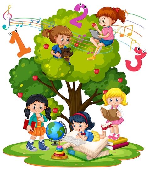 Free vector a children are reading books... | Free Vector #Freepik #freevector #cartoon #nature-drawing #cartoon-drawing #cartoon-svg School Wall Art Ideas, Reading Cartoon, Kindergarten Pictures, Preschool Designs, A Stack Of Books, Kids Reading Books, Girl Reading Book, School Cartoon, School Wall Art