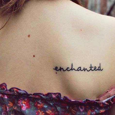 Enchanted Tattoo, Free Tattoo Fonts, Secret Tattoo, One Word Tattoos, Tattoo Fonts Generator, Upper Back Tattoos, Ella Enchanted, Back Of Shoulder Tattoo, Tattoo Font