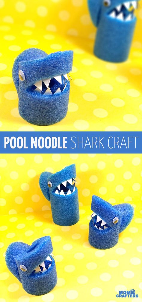 Make this adorable pool noodle shark craft for shark week or summer! This adorable dollar store craft uses pool noodles in a fun repurposed craft for kids. Noodle Crafts, Kids Craft Gifts, Pool Noodle Crafts, Shark Craft, Shark Themed Party, Storytime Crafts, Pool Noodle, Summer Craft, Summer Crafts For Kids