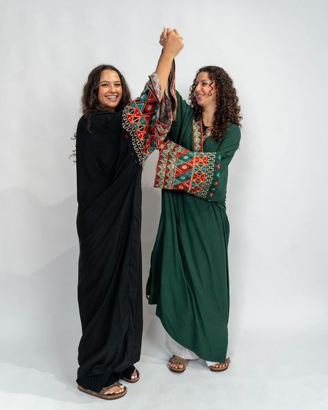 Abayas that bring our friendships closer. Shop now! 🤍 #thobe #abaya #sinai #textiles #embroidery #dress #sinai #egyptian #cultural #openabaya #modesty #palestine #freepalestine Travel To Egypt, Textiles Embroidery, Egyptian Decor, Egyptian Architecture, Egyptian Clothing, Egypt Aesthetic, Egyptian Fashion, Egyptian Women, Girls Night In