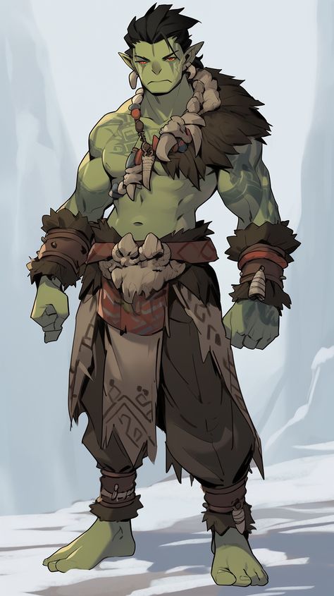 Buff Wizard, Verdan Dnd, Ogre Dnd, Monk Character Art, Goblin Barbarian, Orc Rpg, Orc Character Design, Goblin Male, Half Goblin