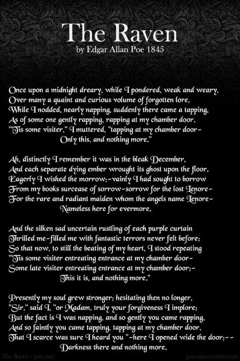 The Raven poem By Edgar Allen Poe Edgar Allen Poe Poems, Raven Poem, Edgar Allen Poe Quotes, The Raven Poem, Edgar Allan Poe Quote, Poe Quotes, Allen Poe, Edgar Allen Poe, Inspirational Sayings