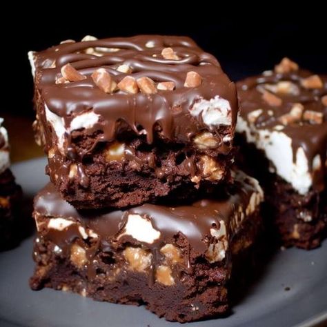 Brownie Bomb Bars - Life with Susan Brownie Bomb, Resep Brownies, Caramel Bits, Marshmallow Creme, No Bake Bars, Cookie Crust, Cookie Crumbs, Indulgent Desserts, Nutritious Snacks