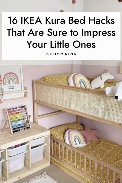 Ikea Kura Bed Crib Hack, Ikea Kura With Crib, Ikea Queen Bed Hack, Kura Bed Crib, Diy Ikea Kura Bed Plans, Ikea Kura Bed Painted, Kira Ikea Bed Hack, Ikea King Bed Hack, Ikea Reversible Bed Ideas