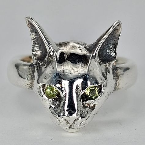 Chunky Abyssinian Cat Ring Silver Cat Ring, Abyssinian Cat, Abyssinian Cats, Handmade Sterling Silver Rings, Sterling Silver Cat, Cat Ring, Silver Signet Ring, Silver Cat, Animal Rings