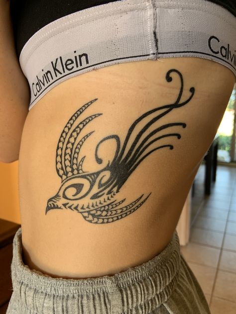 Paradise Bird Tattoo, Big Rib Tattoo, Tattoo Bird Of Paradise, Papua New Guinea Tattoo, Melanesian Tattoo, Png Tattoo, Bird Of Paradise Tattoo, Bird Design Tattoo, Tiny Tats