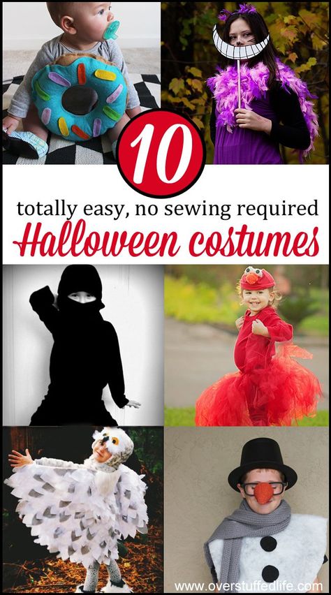 Too busy to make an elaborate Halloween costume for your kids this year? Try one of these super easy, no sew costumes! #overstuffedlife Costumes You Can Make At Home, Diy Halloween Costumes For Girls, Super Easy Halloween Costumes, Halloween Costumes You Can Make, Lion Halloween Costume, Sew Halloween Costume, Halloween Costume Patterns, Costume Carnaval, Halloween Costumes To Make