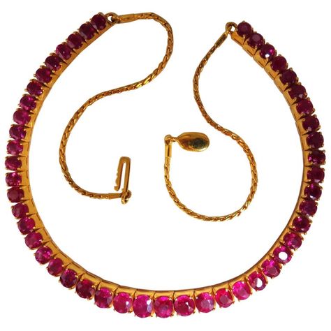 1stdibs Ruby 33.19 Carat Tennis Necklace 18 Karat Prime Reds The Mod, Anna Wintour, Ruby Necklace, Tennis Necklace, Pattern Mixing, Natural Ruby, Link Necklace, Ruby, Tennis