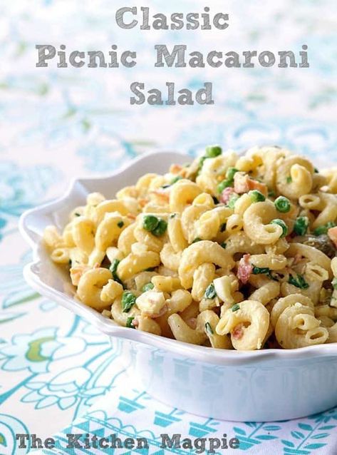 Classic Retro Picnic Macaroni Salad Hellmans Macaroni Salad, Best Macaroni Salad Ever, Peas And Onions, The Best Macaroni Salad, Sandwich Chicken, Chicken Gyro, Classic Macaroni Salad, Retro Picnic, Best Macaroni Salad