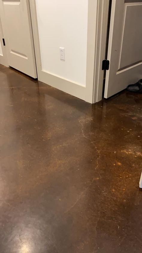 Walnut Floor Stain, Basement Upgrades, Concrete Floors In House, Stained Concrete Floors, Hacienda Style Homes, Concrete Stained Floors, Floor Stain, Walnut Floors, Hacienda Style