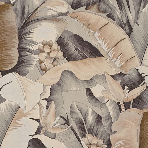 Tropical Fabric, Schumacher Fabric, Palm Fronds, Tropical Design, Woven Pattern, Deco Floral, Brocade Fabric, Life Size, Bronze Color