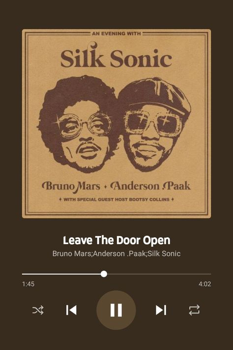 Rap Vinyl, Bruno Mars Anderson Paak, Bruno Mars Lyrics, Spotify Screenshot, Leave The Door Open, Silk Sonic, Bootsy Collins, Anderson Paak, Jacob Sartorius