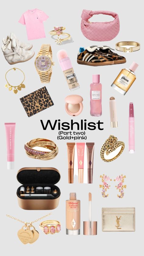 #inspo#wishlist#goldandpink Birthday And Christmas Wishlist, Christmas 24 Wishlist, Things To Put On Wishlist, Things To Get At 5 Below, 2024 Birthday Wishlist, Must Have Beauty Items, Christmas List Makeup, Christmas Wishlist Collage, Christmas Wishlist Ideas 2024