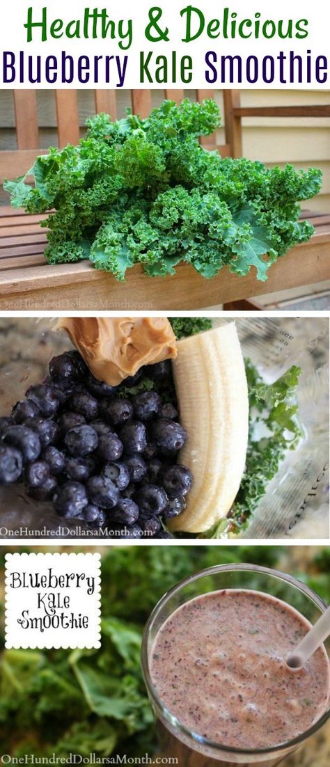 Blueberry Kale Smoothie, Smoothie Kale, Green Detox Smoothie, Kale Smoothie, Smoothie Detox, Blueberries Smoothie, Mango Smoothie, Strawberry Smoothie, Green Smoothie Recipes