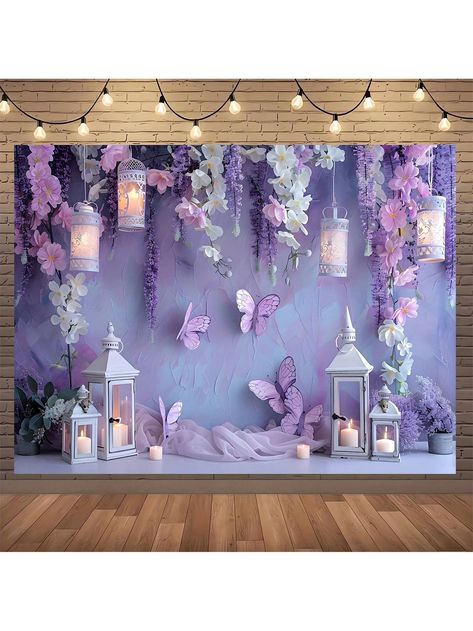 1pc,Purple Butterfly & Floral Wonderland Photography Backdrop - Versatile Polyester Background For Bridal Showers, Birthdays & Parties,Christmas Multicolor    Polyester     Event & Party Supplies, size features are:Bust: ,Length: ,Sleeve Length: Lilac Baby Shower, Photo Backdrop Birthday, Butterfly 1st Birthday, Garden Baby Shower Theme, Forest Birthday Party, Butterfly Baby Shower Theme, Prom Themes, Forest Birthday, Butterfly Birthday Party