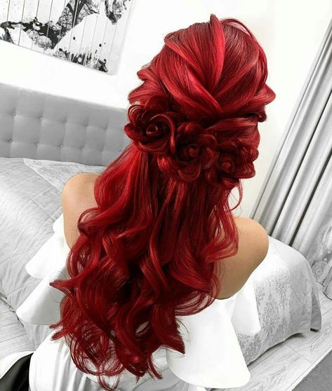 Red Hair Updo, Red Bridal Hair, Cherry Jubilee, Making Dresses, Loose Updo, Jordan Taylor, Natural Red Hair, Dyed Red Hair, Bright Red Hair