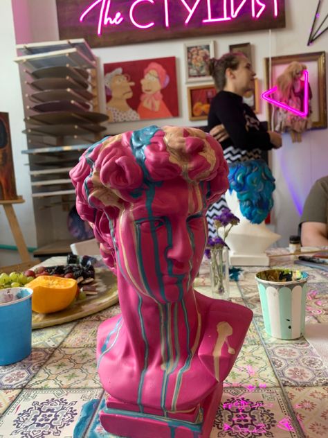 #david #art #sculpture #painting #arttherapyactivities #pink #colorful #coloring #aesthetic David Candle, Coloring Aesthetic, Aesthetic Paint, Paint Dipping, Mannequin Art, Art Therapy Activities, Candle Aesthetic, Sculpture Painting, Art Sculpture