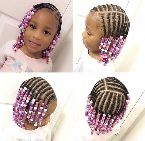 Braiding Styles With Beads, Natural Hair Braids Natural Hair Braid Styles No Weave, Easter Hair Styles For Kids, Kids Braid Styles With Beads, Braids And Beads Hairstyles For Kids, Toddler Hair Braiding Styles, Braid Kids Hairstyles, Braids For Little Black Girls Kids, Kids Weave Hairstyles