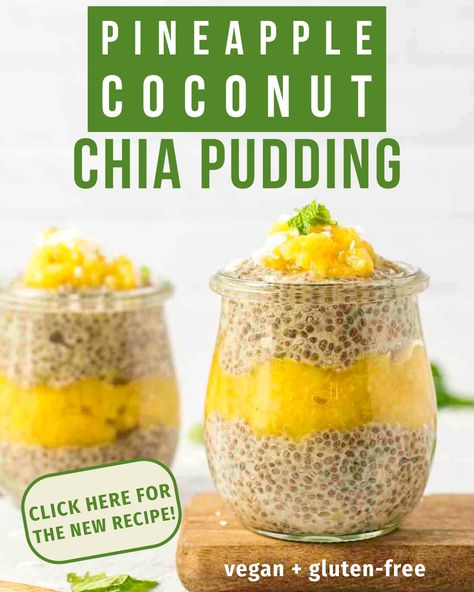 NEW RECIPE! Pineapple Coconut Chia Pudding 🍍 Pineapple Chia Seed Pudding, Pineapple Chia Pudding, Coconut Chia Pudding, Coconut Chia, Chia Seed Pudding, Pineapple Coconut, Crushed Pineapple, Chia Pudding, Healthy Dessert