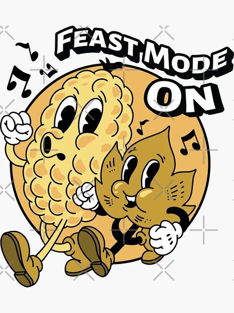 "Feast Mode On Thanksgiving Cartoon Design" Sticker for Sale by minki-graphics | Redbubble Thanksgiving Cartoon, Feast Mode, Design Sticker, Cartoon Design, Funny Design, Thanksgiving, Funny, For Sale, Design