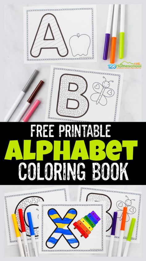 FREE Alphabet Coloring Book - these are super cute alpahbet coloring sheets to help kids practice fine motor skills, upper case letters, and start identifying something that begins with the same alphabet letter. Alphabet Letters To Print, Alphabet For Toddlers, Fnaf Coloring Pages, Abc Worksheets, Abc Coloring Pages, Abc Printables, Alphabet Worksheets Preschool, Abc Coloring, Alphabet Crafts