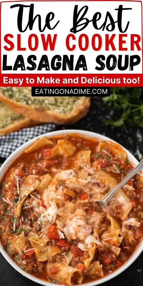 Dump And Go Crockpot Lasagna Soup, Eating On A Dime Lasagna Soup, Dump Lasagna Crock Pot, Best Lasagna Soup Recipe Crockpot, Lasagna Soup Recipe Slow Cooker, Lasagna Soup With Cottage Cheese, Crock Pot Lasagna Soup, Crockpot Lasagne, Crockpot Lasagna Soup Recipe