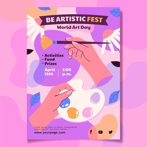 Art Show Flyer Design, Poster Design For Event, Painting Event Poster, Painting Workshop Poster, Art Contest Poster, Art Club Poster Ideas, World Art Day Poster, Art Day Poster, Art Event Poster Design