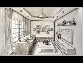 Drawing A Living Room In One Point Perspective Time-lapse - YouTube Room In One Point Perspective, Shopping Drawing, Perspective Step By Step, One Point Perspective Room, Bohemian Drawing, One Point Perspective Drawing, Perspective Room, Perspective Architecture, Gallery Kitchen