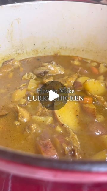 Curry Chicken Videos, Chicken Curry With Potatoes, Curry Meals, How To Make Curry, Green Seasoning, Thai Chicken Curry, Chicken Bouillon, Gold Potatoes, Bouillon Cube