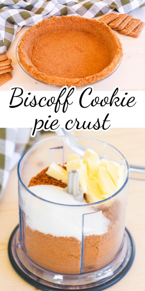 Infuse your pies with the warm, caramelized, and slightly spiced notes of Biscoff cookies with this no bake Biscoff Cookie Crust! via @nmburk Biscoff Pie Crust, Biscoff Crust, No Bake Biscoff, Cookie Crust Recipe, Biscoff Cookies, Cookie Pie, Cookie Crust, Pastry Dough, Crust Recipe