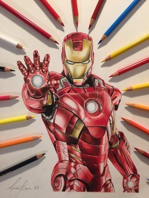 Iron Man Drawing Easy, Iron Man Drawing, Marvel Art Drawings, Avengers Drawings, Marvel Paintings, Avengers Coloring, Marvel Coloring, Prismacolor Art, Iron Man Art