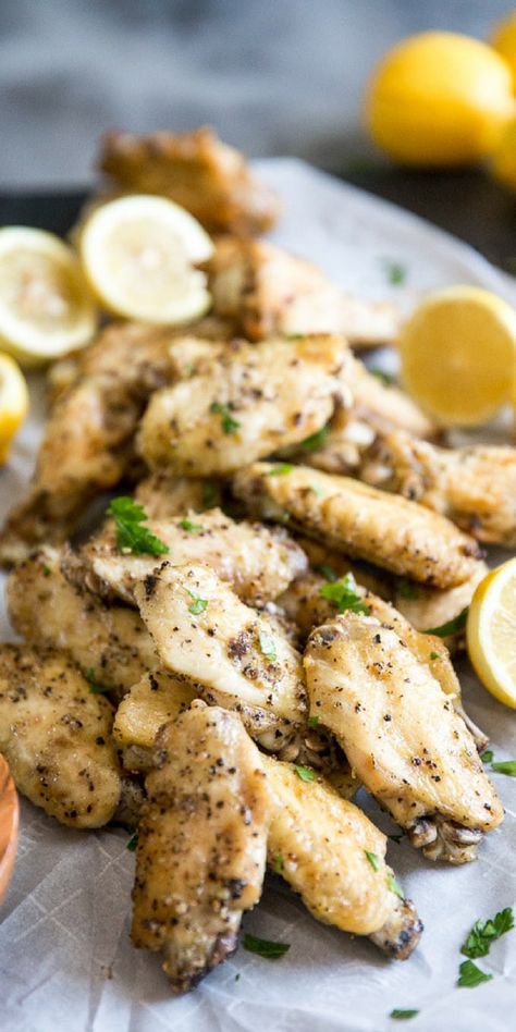 Lemon Pepper Chicken Wings have just the right amount of flavoring and they are baked until perfectly crisp! #chicken #wings #appetizer #gameday #baked via @Lemonsforlulu Lemon Pepper Dry Rub, Wing Seasoning, Dry Rub Chicken, Gameday Appetizers, Grilled Chicken Wings Recipe, Ribs Easy, Crisp Chicken, Dry Rub Chicken Wings, Baked Lemon Pepper Chicken