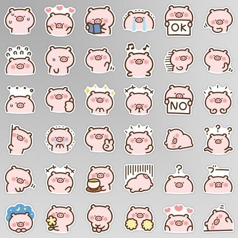 Creative Cute Pig Decorative Scrapbook Sticker Pack #stickersprintable #stickersheets #funnystickers #stickerideas #aestheticstickers #cutestickers Cute Pig Sticker, Sticker Pack Ideas, Cute Pig Drawing, Pig Doodle, Pig Stickers, Pig Cute, Pig Drawing, Cute Easy Doodles, Kawaii Pig