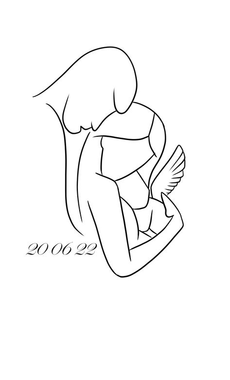 Baby Room Painting Ideas, Angel Baby Drawing, Remembering Baby, Room Painting Ideas, Baby Room Wallpaper, Baby Memorial Tattoos, Baby Angel Tattoo, Baby Room Paintings, Baby Tattoo Designs