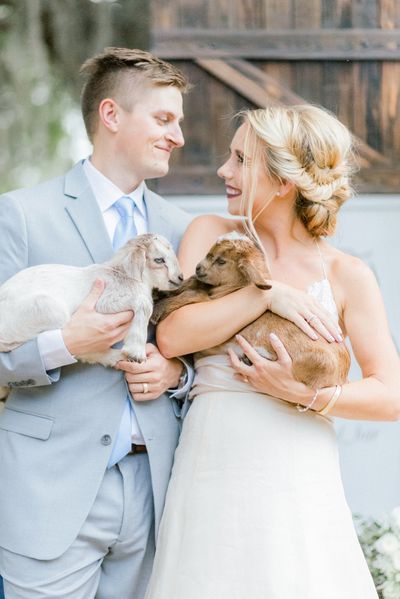 You had me at baby goats. A Charming Countryside Wedding Inspiration #countrysideweddingideas #countrysidewedding #pastelbluewedding #babygoats #cuteweddinganimals #farmweddingideas #barnwedding #rusticweddingideas #rusticweddingchic #elegantrusticwedding #babygoatsatwedding Goat Wedding, Farmer Wedding, Pastel Blue Wedding, Bachelorette Party Accessories, Shooting Inspiration, Cowboy Wedding, Romantic Wedding Inspiration, Country Weddings, Barn Weddings