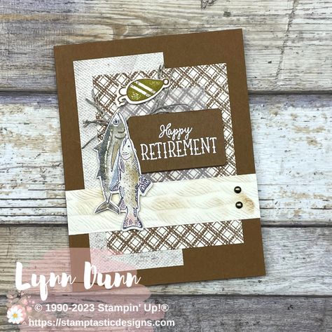 Stampin Up Gone Fishing, Simple Card Ideas, Father's Day Cards Handmade, Fun Sayings, Fishing Cards, Retirement Cards, 3d Heart, Birthday Cards For Men, Card Making Tutorials