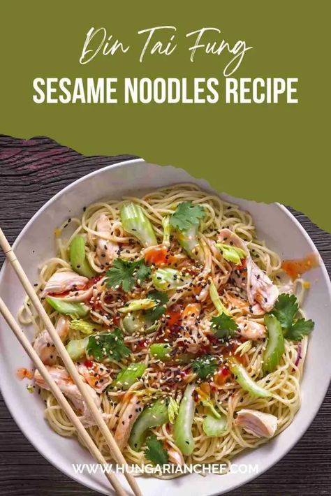 Din Tai Fung Sesame Noodles Recipe Pin Din Tai Fung Recipe, Longevity Noodles Recipe, Din Tai Fung Sesame Noodles Recipe, Stir Fried Vermicelli Noodles, Din Tai Fung Cucumber Recipe, Saucy Ginger Sesame Noodles, Sesame Noodles Recipe, Din Tai Fung, Wheat Noodles