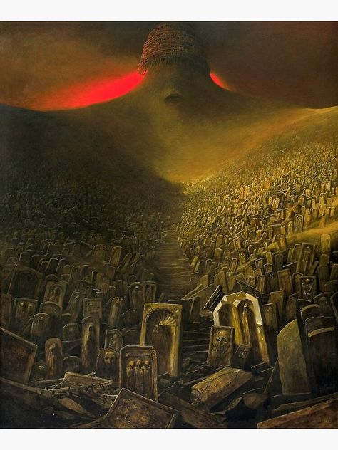 "Hell Painting by Zdzislaw Beksinski" Canvas Print by For-Evere05 | Redbubble Hell Painting, Zdzisław Beksiński Paintings, Images Terrifiantes, Art Visionnaire, Zdzisław Beksiński, Dark Images, Macabre Art, Cosmic Horror, 다크 판타지